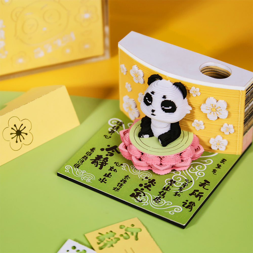 2026 Calendar Panda 3d Three-dimensional Post-it Notes