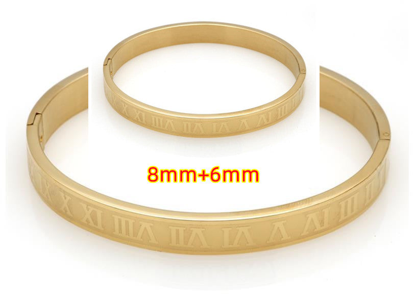 Creative Roman Digital Titanium Steel Valentine Bracelet with Ring Valentine Gift