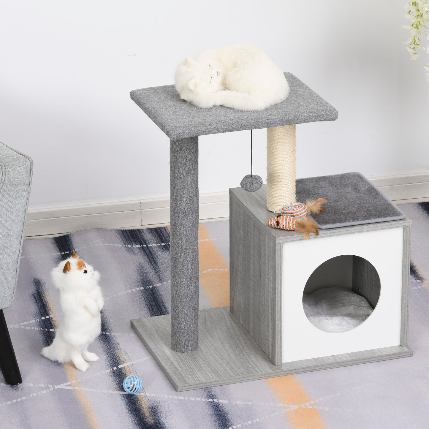 PawHut Multi-level Cat Tree Condo with Sisal-Covered Scratching Posts