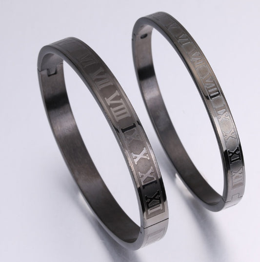 Creative Roman Digital Titanium Steel Valentine Bracelet with Ring Valentine Gift