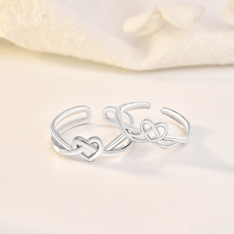 S925 Sterling Silver Ring Valentine Love Heart Hollow