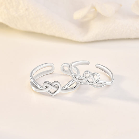 S925 Sterling Silver Ring Valentine Love Heart Hollow