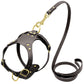 Dog Harness Vest Adjustable Genuine Leather Pet