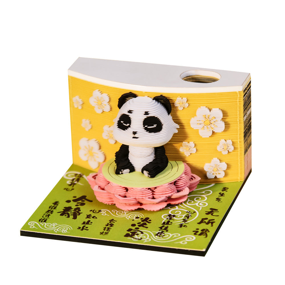 2026 Calendar Panda 3d Three-dimensional Post-it Notes