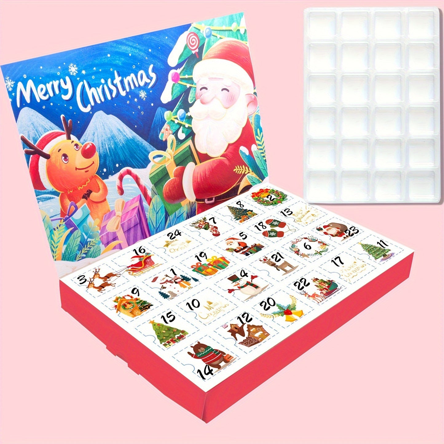 2026 Christmas Puzzle Calendar 24 Days DIY Gift Box Empty Christmas Gift Box