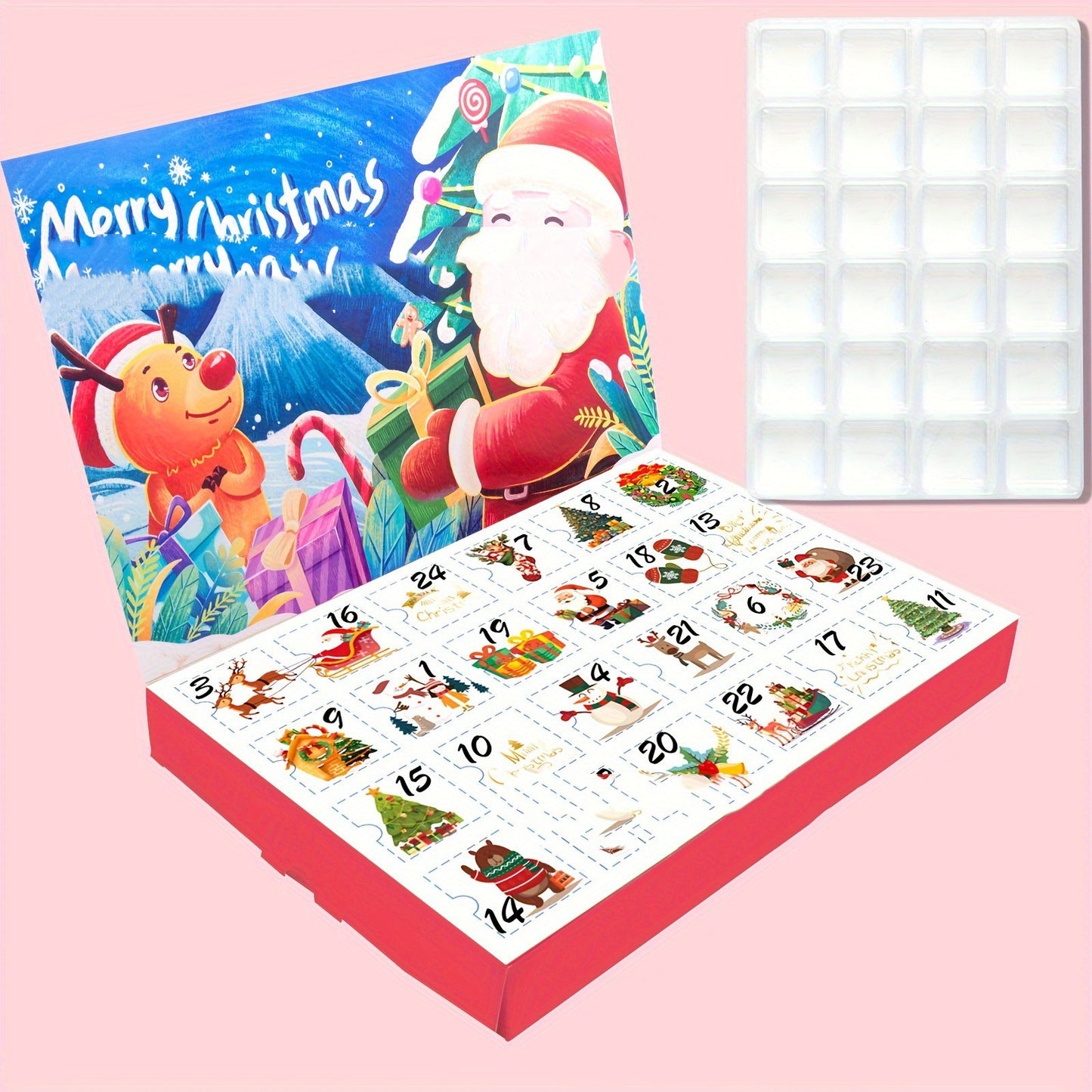 2026 Christmas Puzzle Calendar 24 Days DIY Gift Box Empty Christmas Gift Box